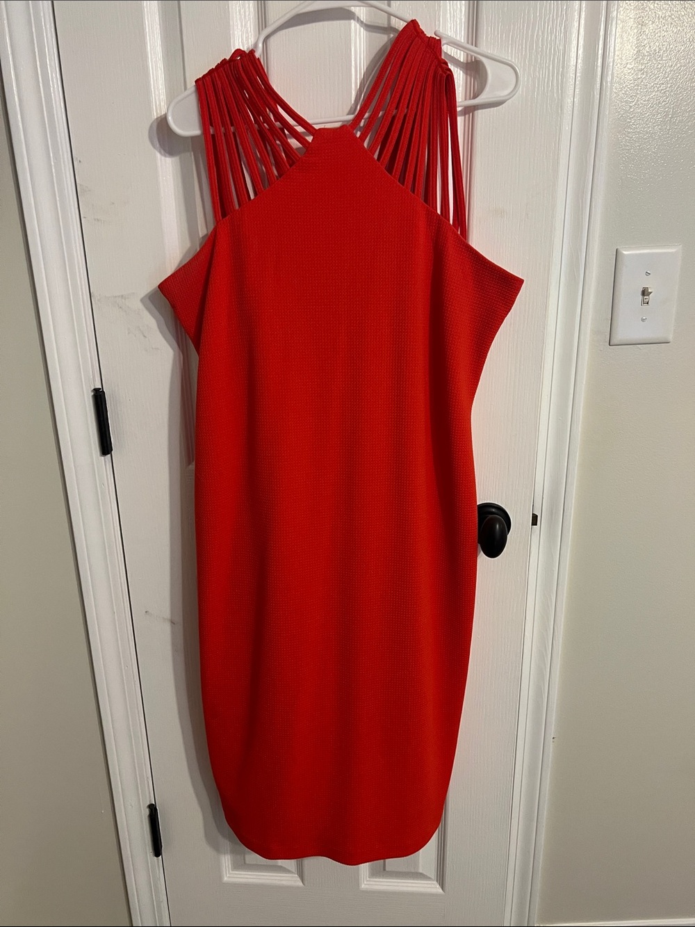 Ronni Nicole Red Midi Dress with Strappy Halter Back